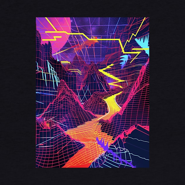 techno nature neon valley by bulografik